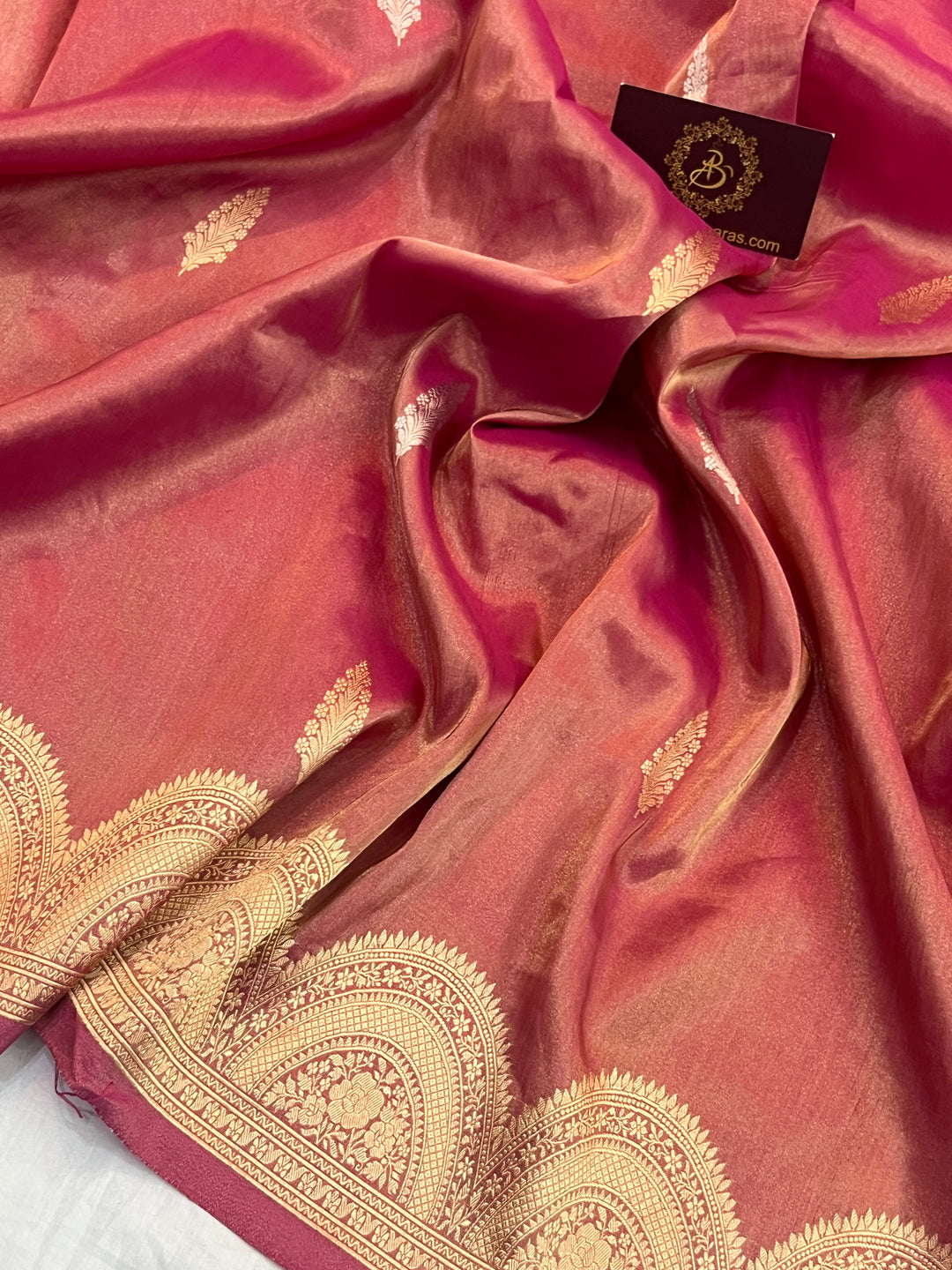 Rani Pink Pure Tissue Silk Handloom Banarasi Saree