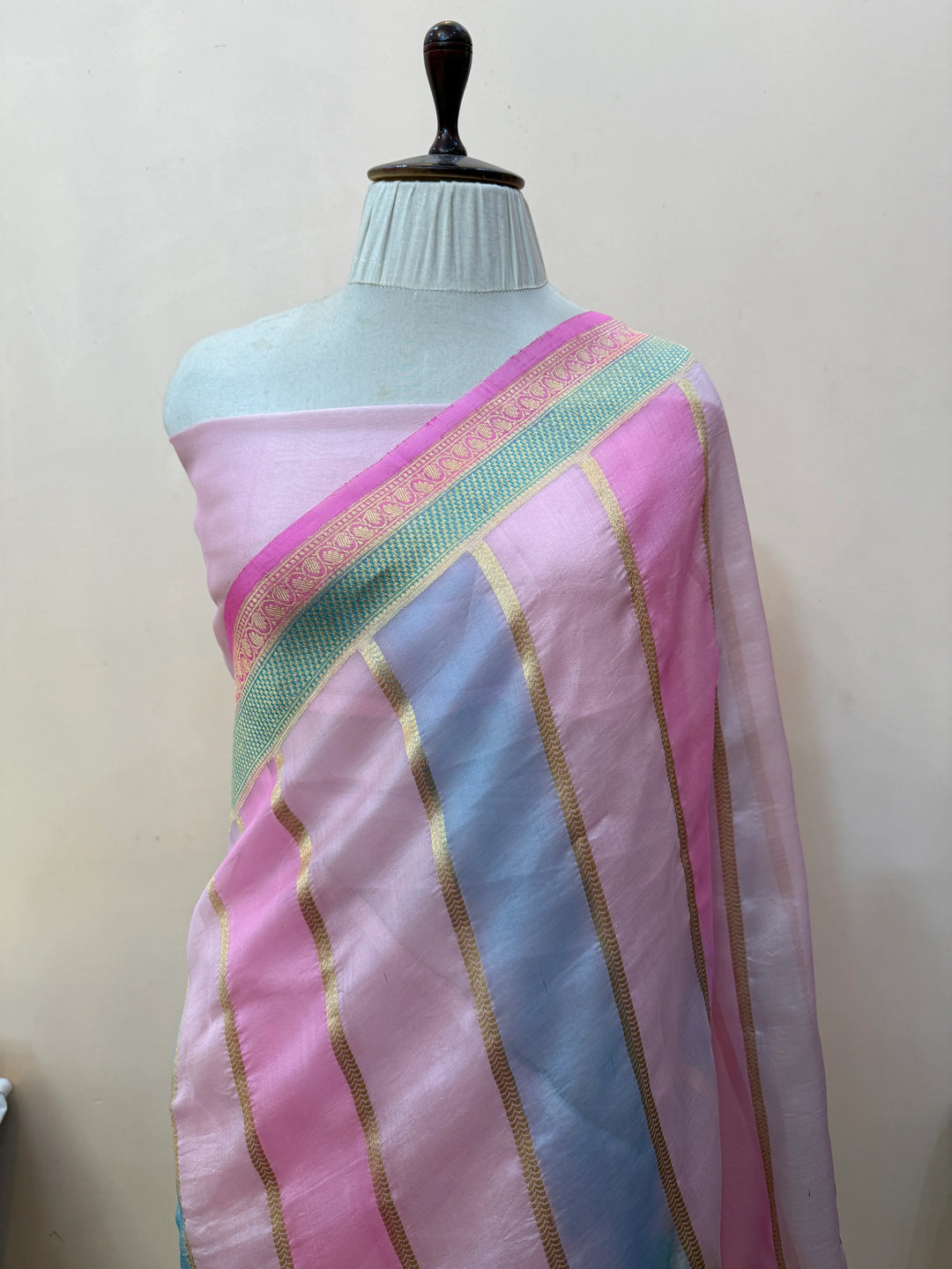 Baby Pink Pure Kora Silk Handloom Banarasi Saree