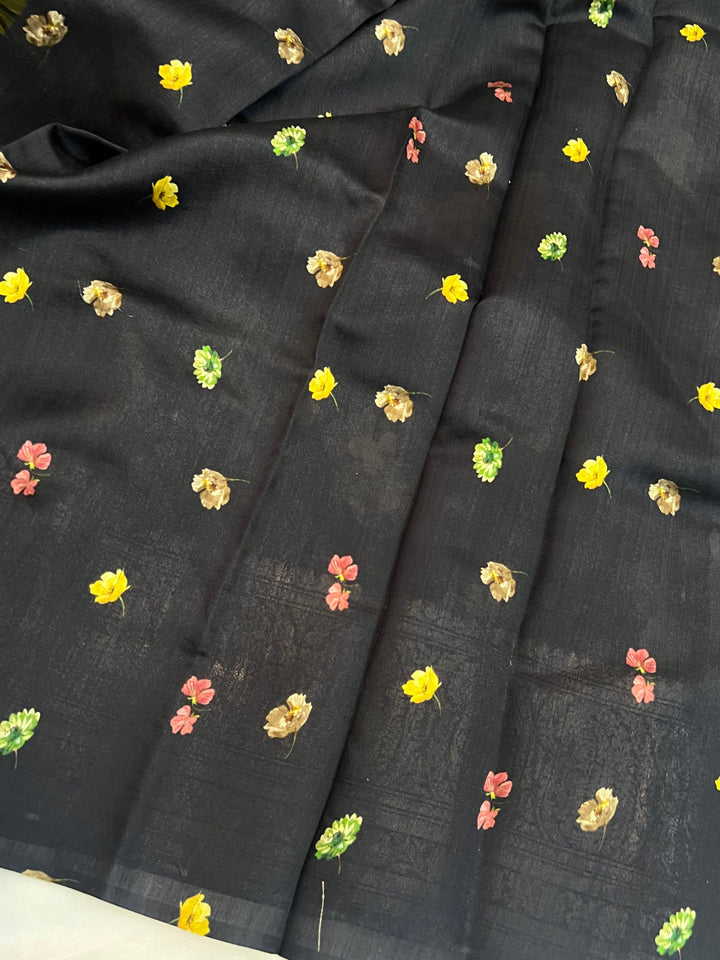 Matching Chiniya silk blouse piece with pure Banarasi handloom Kora silk saree