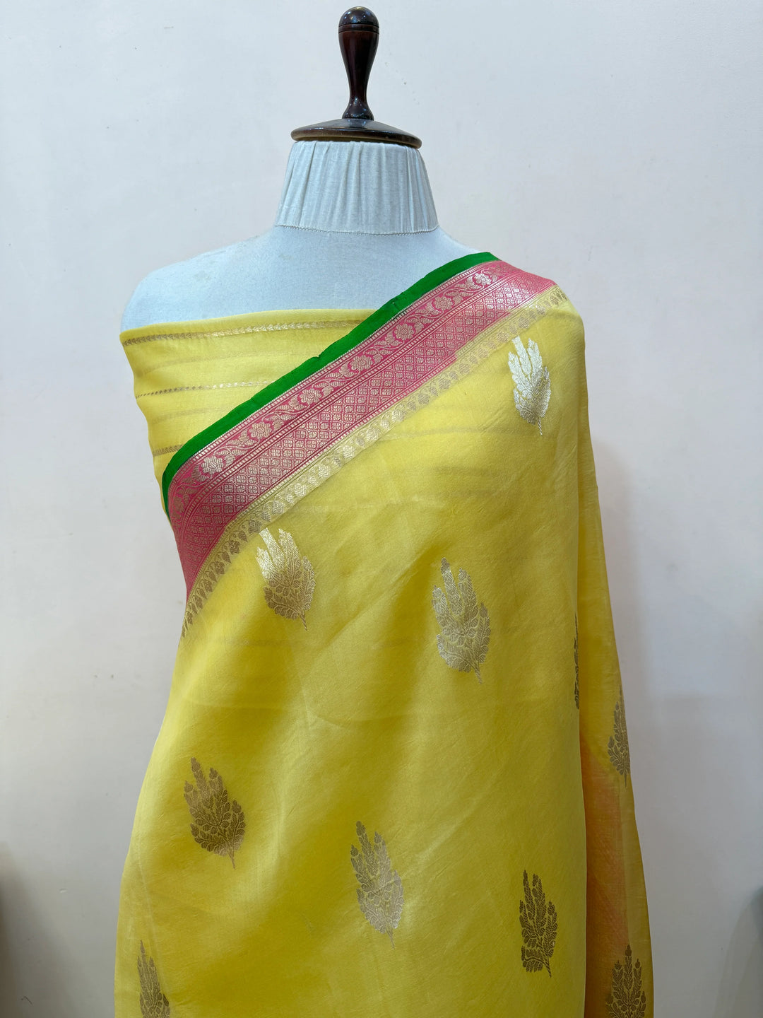 Yellow Banarasi Handloom Kora Silk Saree
