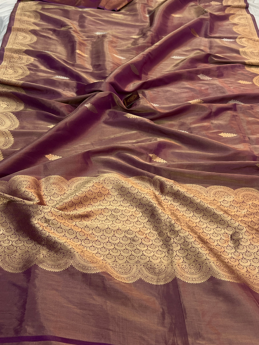 Magenta Purple Pure Tissue Silk Handloom Banarasi Saree