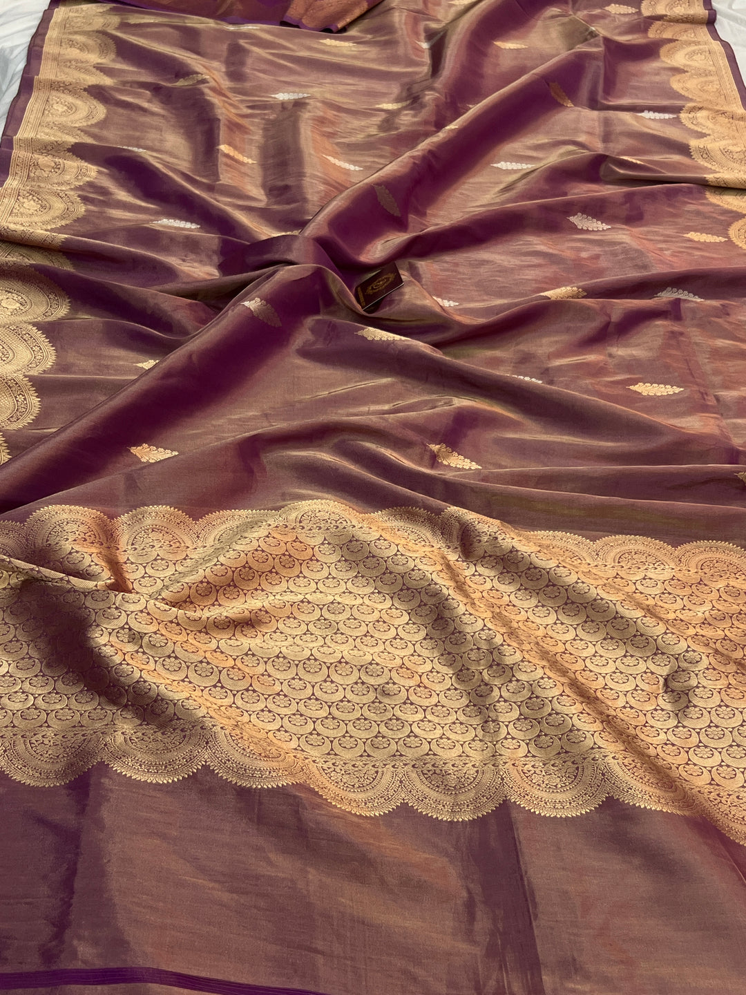 Magenta Purple Pure Tissue Silk Handloom Banarasi Saree