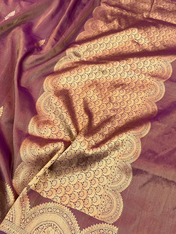 Magenta Purple Pure Tissue Silk Handloom Banarasi Saree