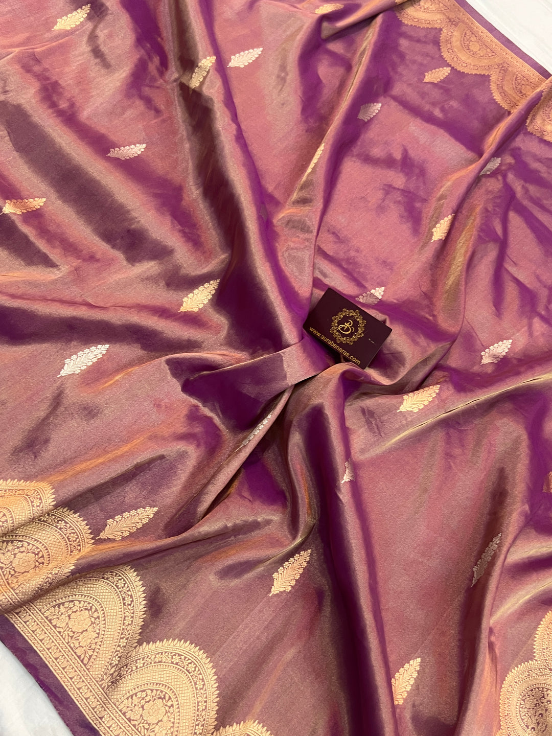 Magenta Purple Pure Tissue Silk Handloom Banarasi Saree