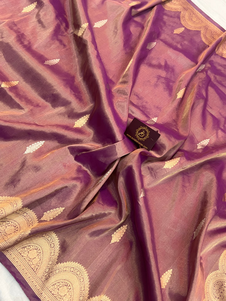 Magenta Purple Pure Tissue Silk Handloom Banarasi Saree