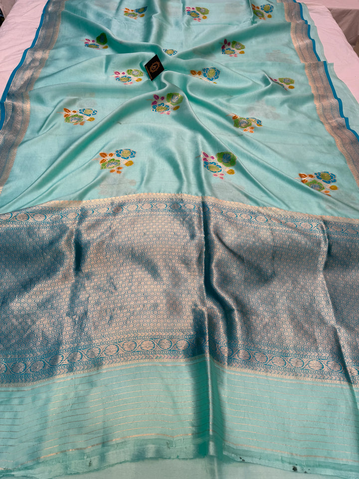 Sky Blue Banarasi Handloom Silk Saree