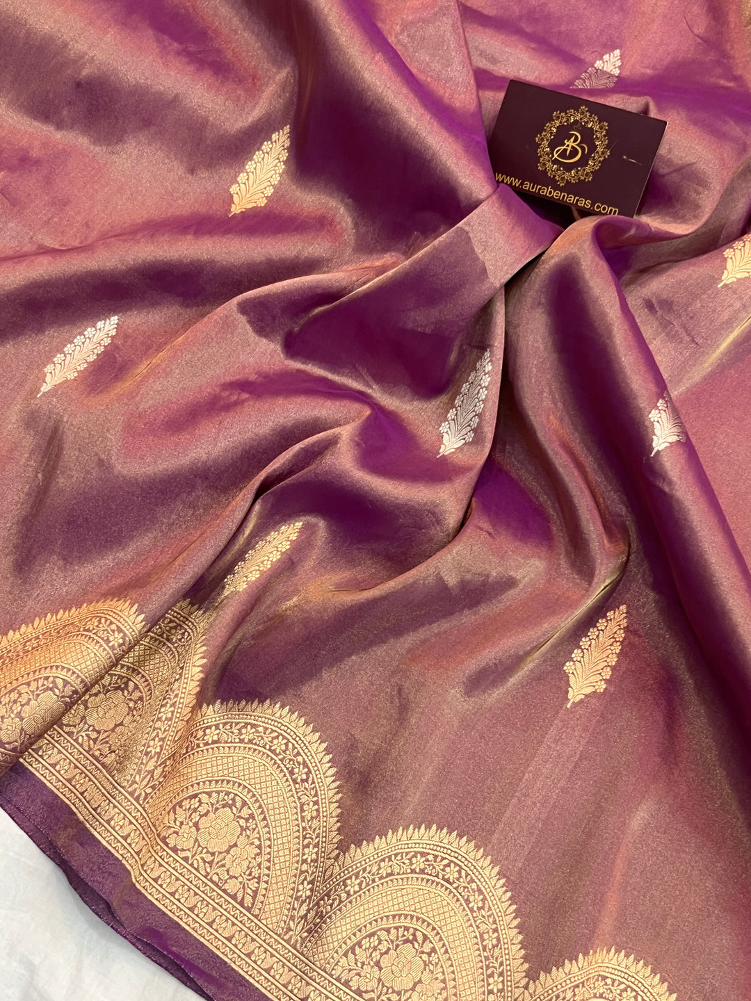 Magenta Purple Pure Tissue Silk Handloom Banarasi Saree
