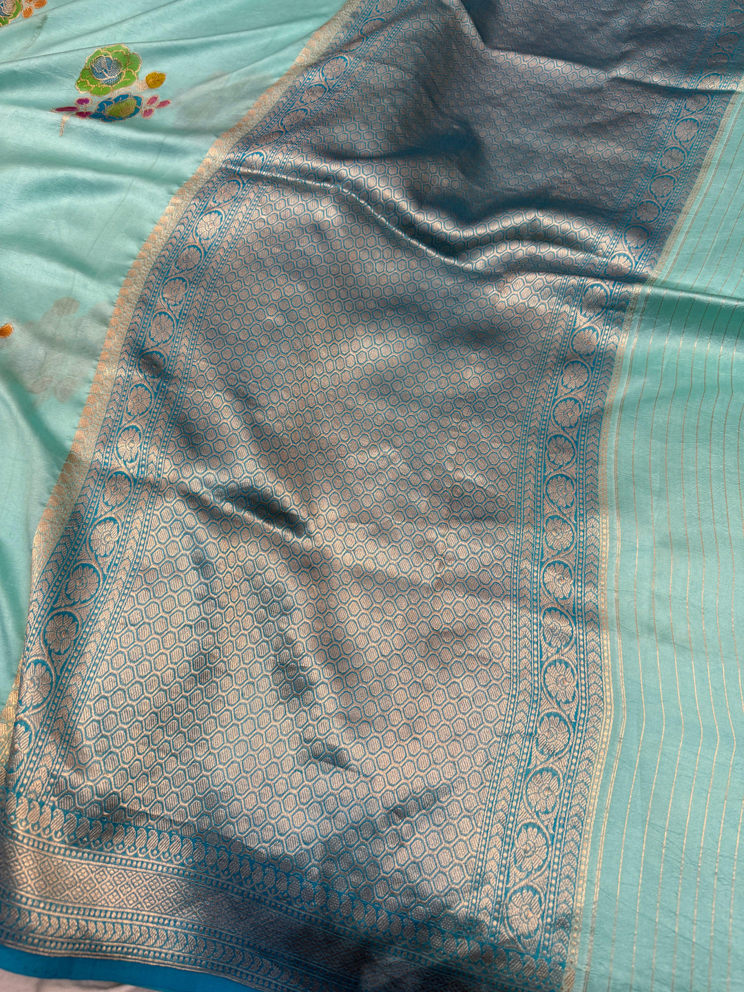 Sky Blue Banarasi Handloom Silk Saree