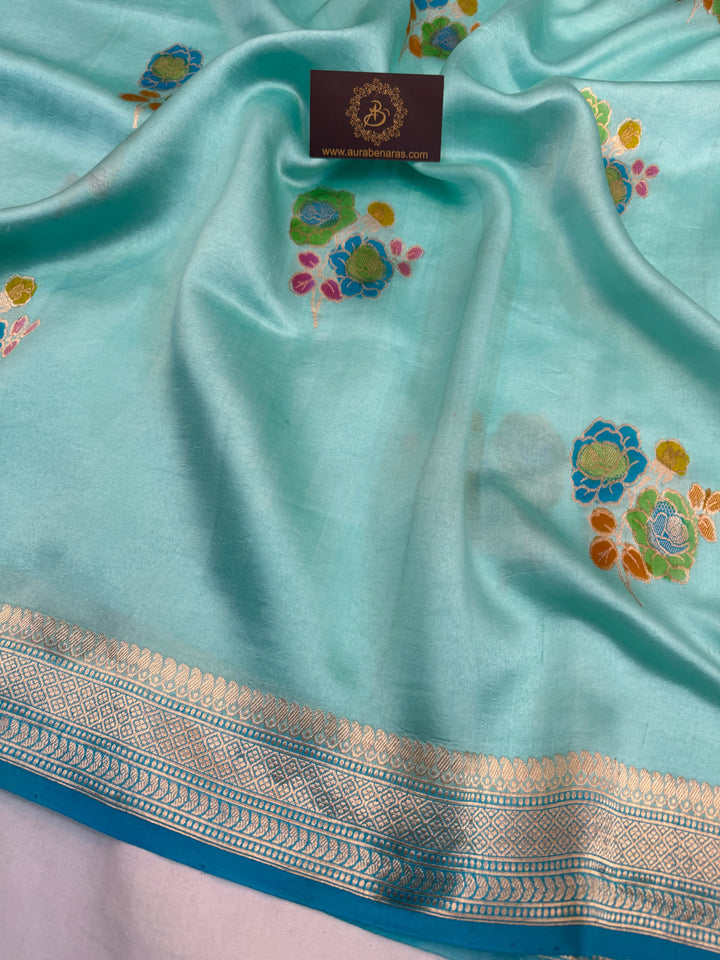 Sky Blue Banarasi Handloom Silk Saree
