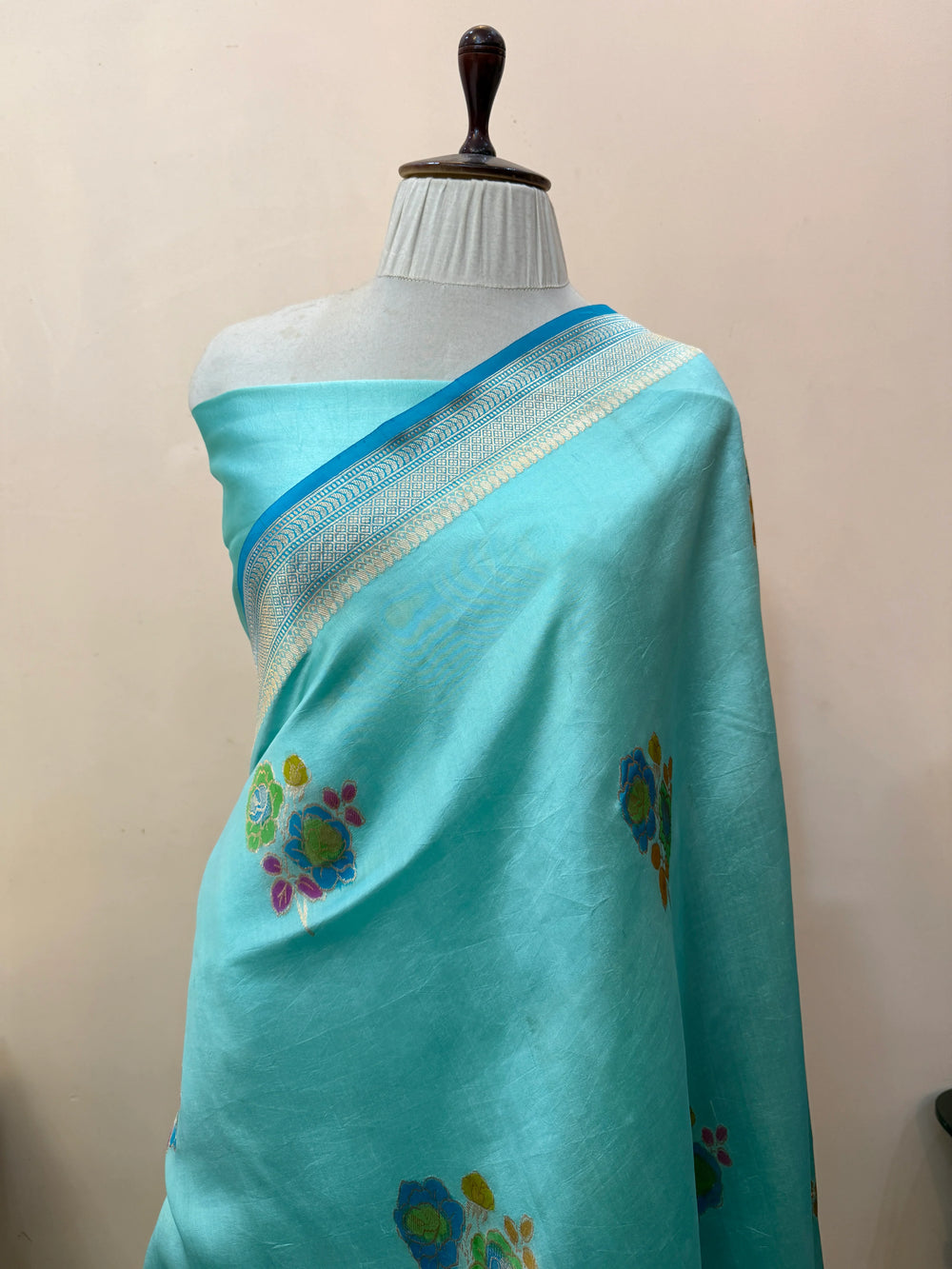 Sky Blue Banarasi Handloom Silk Saree