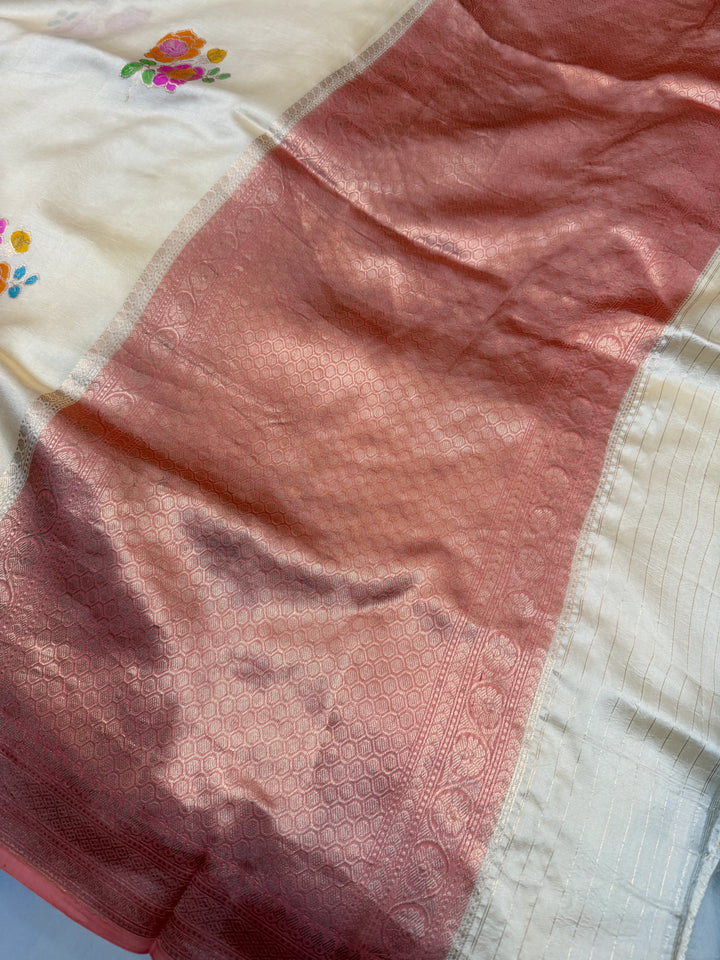 Beige Banarasi Handloom Silk Saree