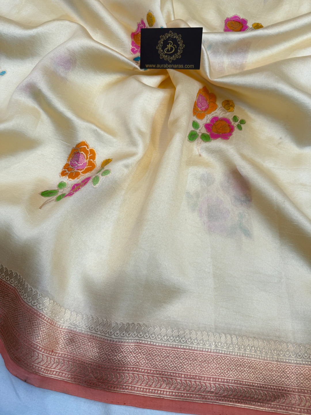 Beige Banarasi Handloom Silk Saree