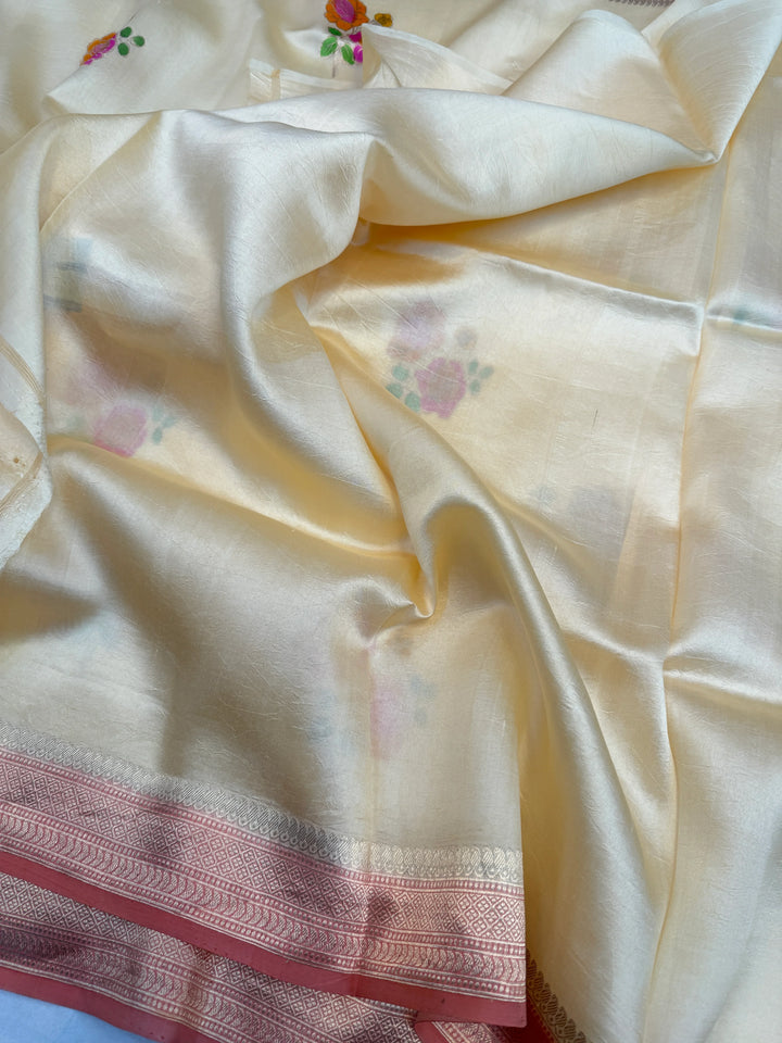 Beige Banarasi Handloom Silk Saree