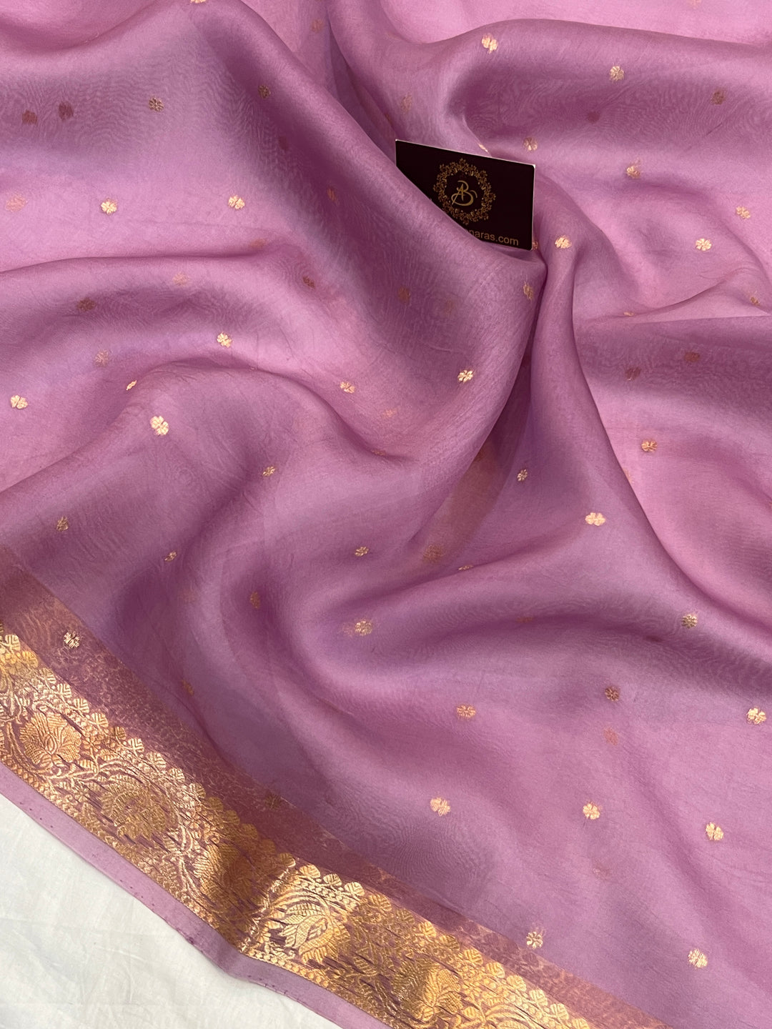 Lavender Pure Kora Silk Handloom Banarasi Saree