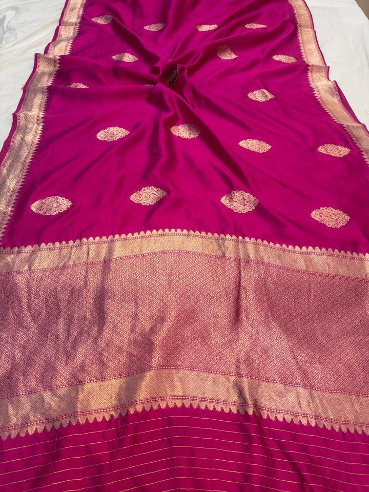 Rani Pink Pure Banarasi Handloom Silk Saree
