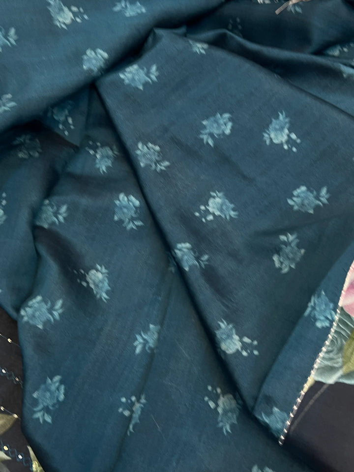 Black Pure Kora Silk Handloom Banarasi Saree