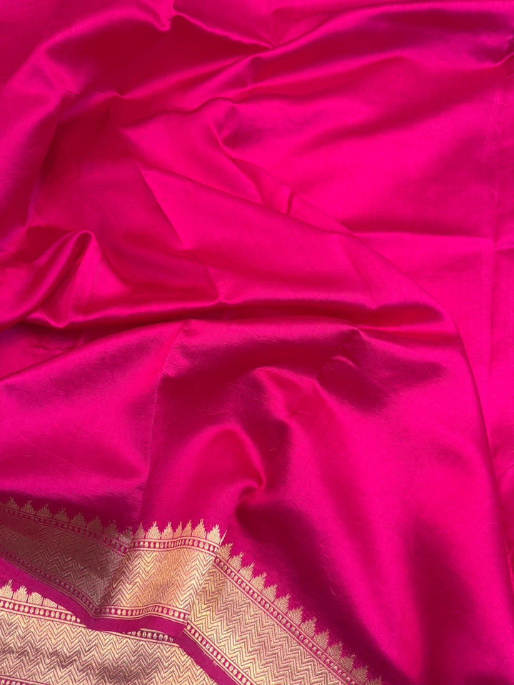 Rani Pink Pure Banarasi Handloom Silk Saree