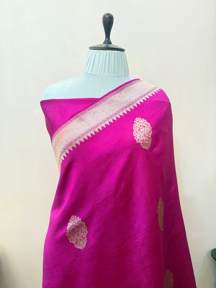 Rani Pink Pure Banarasi Handloom Silk Saree