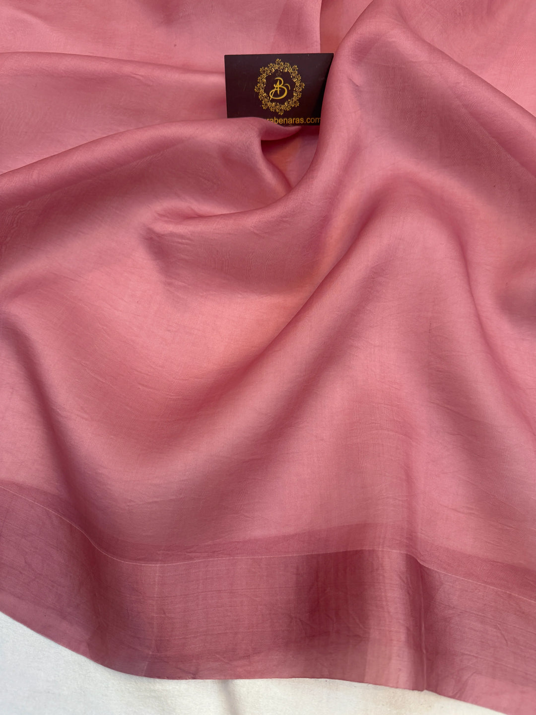 Onion Pink Pure Kora Silk Handloom Banarasi Saree