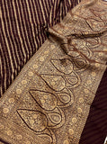 Brown Banarasi Handloom Pure Georgette Silk Saree - Aura Benaras