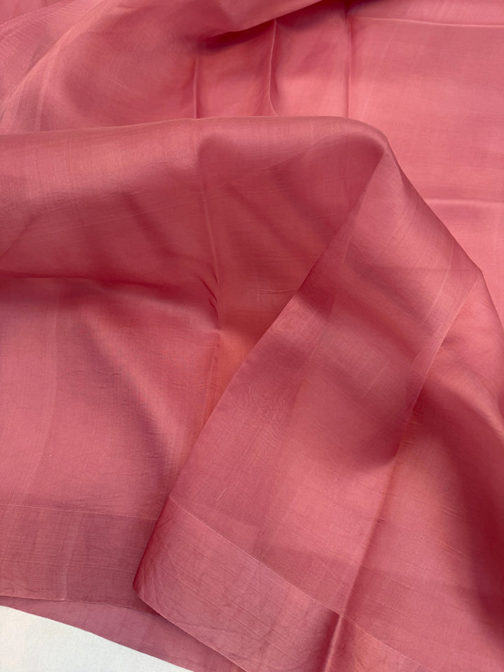 Onion Pink Pure Kora Silk Handloom Banarasi Saree