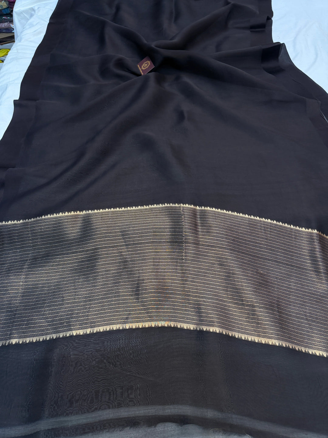 Black Pure Kora Silk Handloom Banarasi Saree