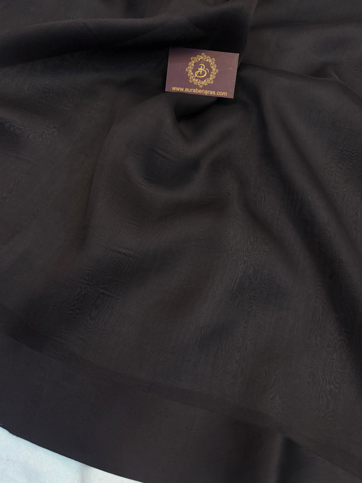 Black Pure Kora Silk Handloom Banarasi Saree