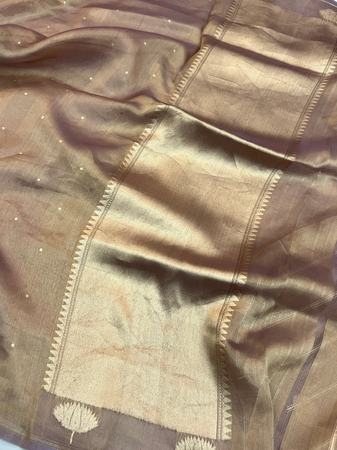 Mauve Pure Tissue Silk Banarasi Handloom Saree