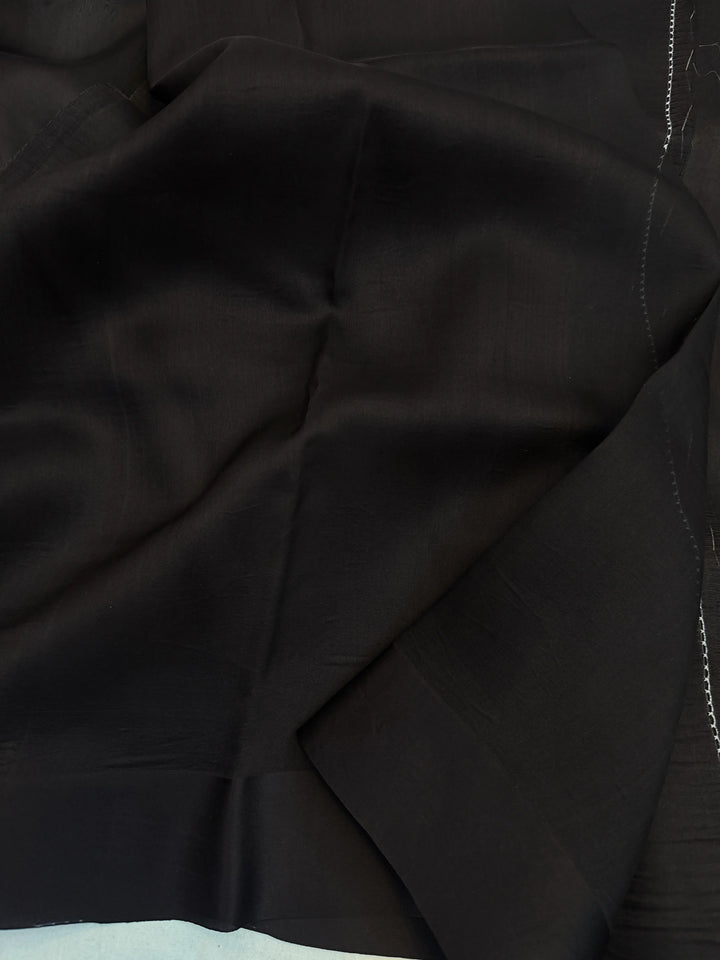 Black Pure Kora Silk Handloom Banarasi Saree