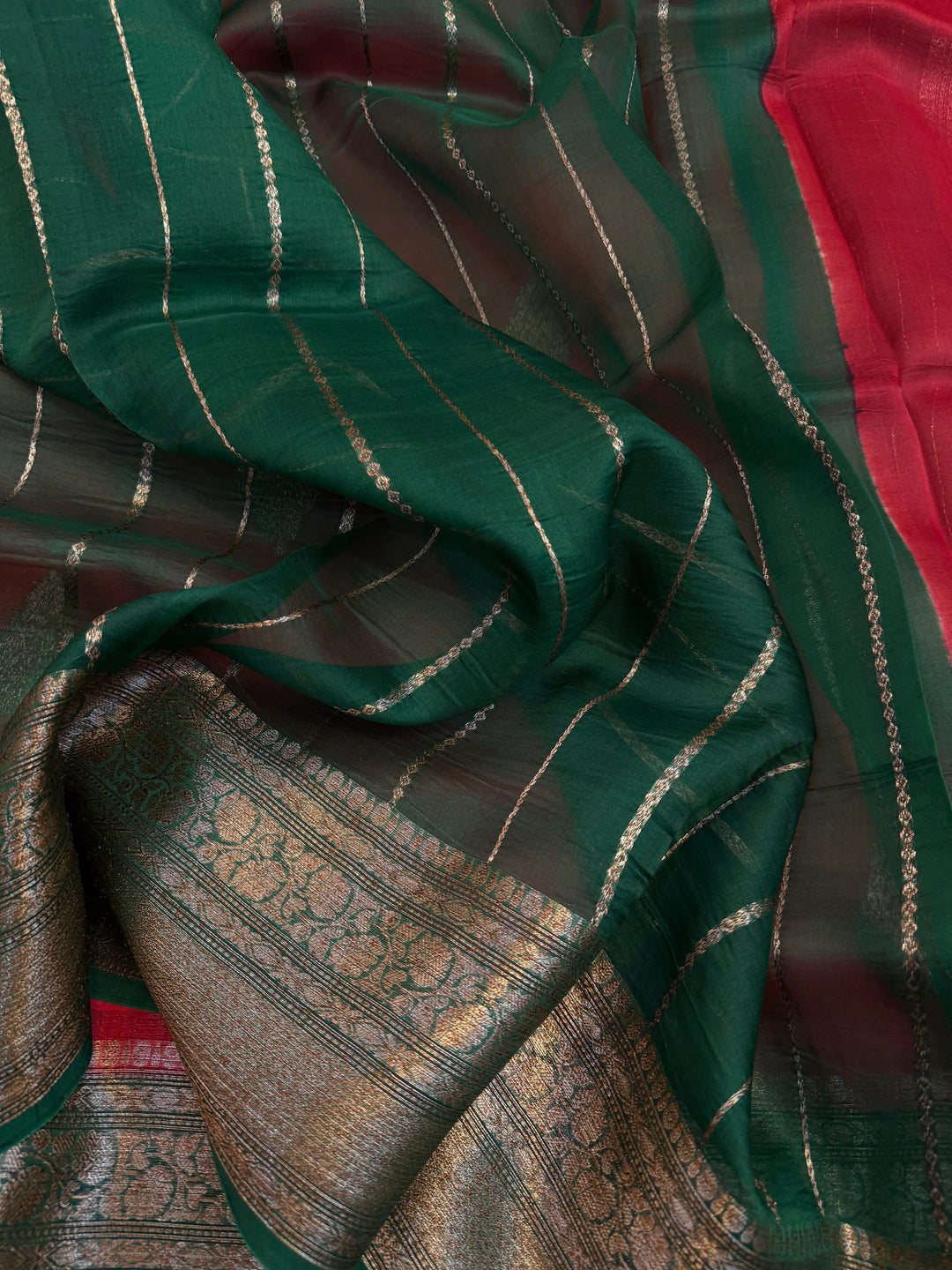 Red Pure Kora Silk Handloom Banarasi Saree