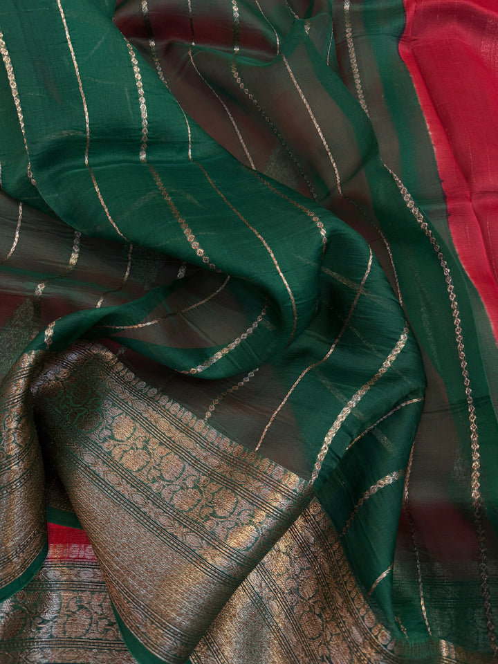 Red Pure Kora Silk Handloom Banarasi Saree