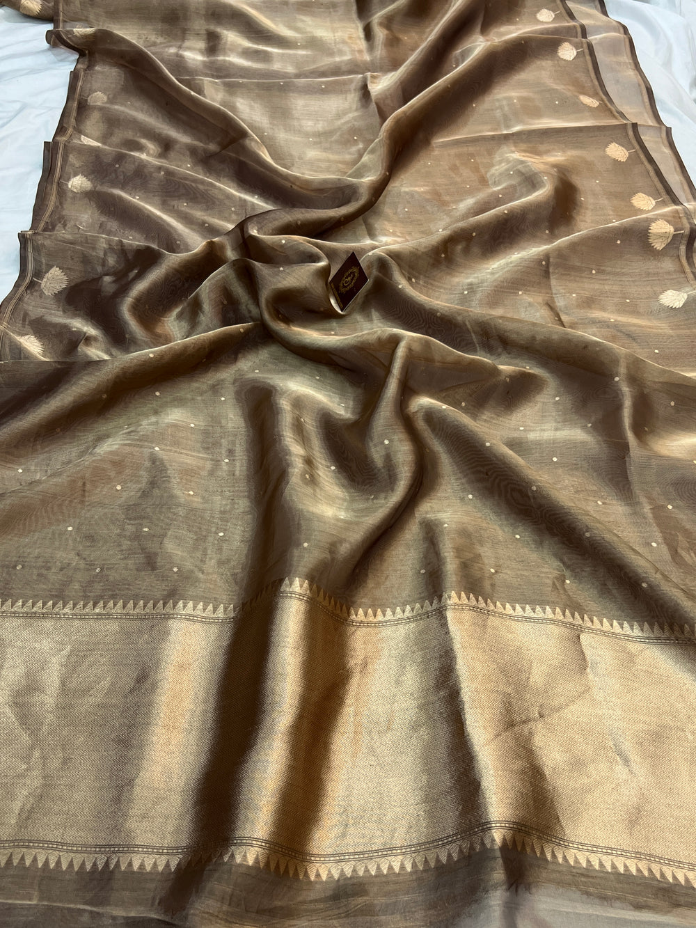 Brown Pure Tissue Silk Banarasi Handloom Saree