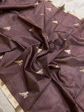 Pastel Brown Pure Banarasi Handloom Silk Saree - Aura Benaras