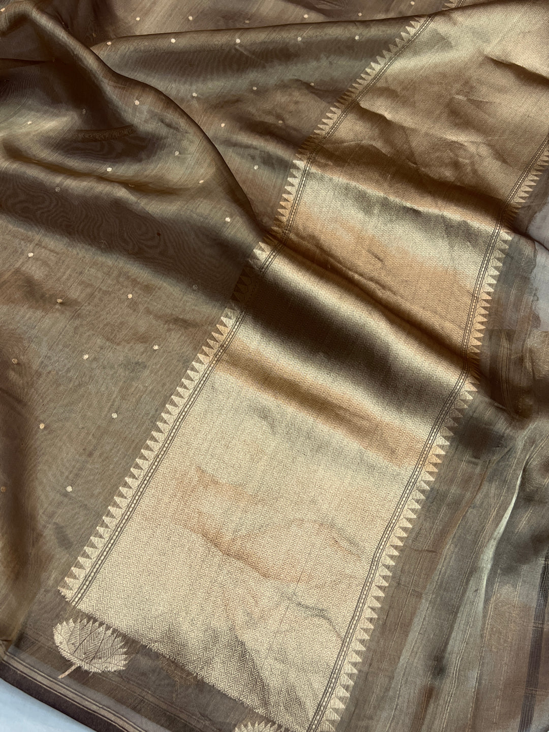 Brown Pure Tissue Silk Banarasi Handloom Saree