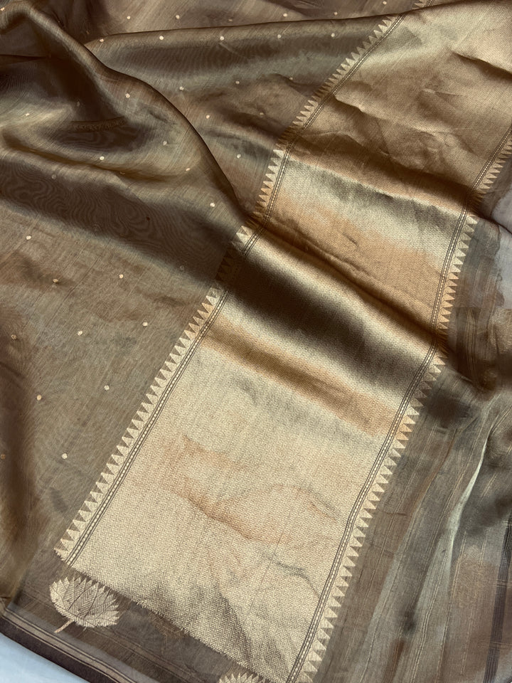 Brown Pure Tissue Silk Banarasi Handloom Saree