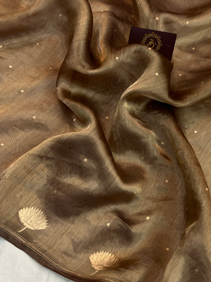Brown Pure Tissue Silk Banarasi Handloom Saree