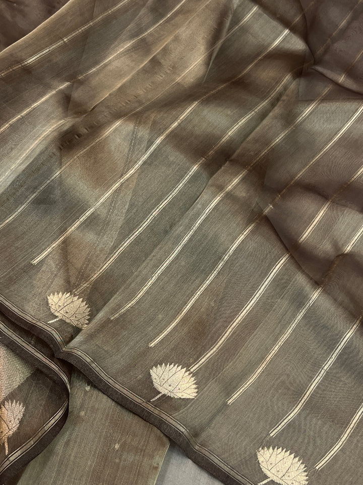 Brown Pure Tissue Silk Banarasi Handloom Saree