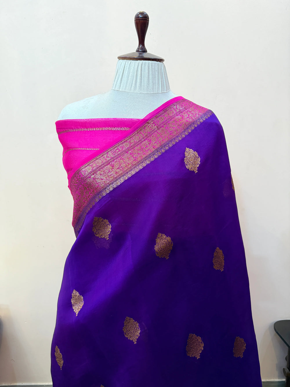 Purple Pure Kora Silk Handloom Banarasi Saree