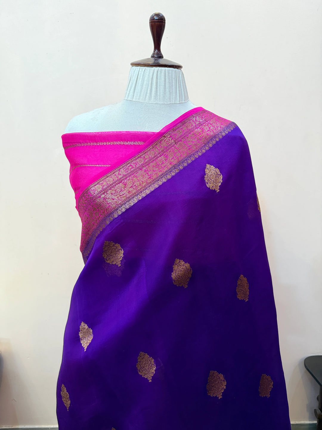 Purple Pure Kora Silk Handloom Banarasi Saree