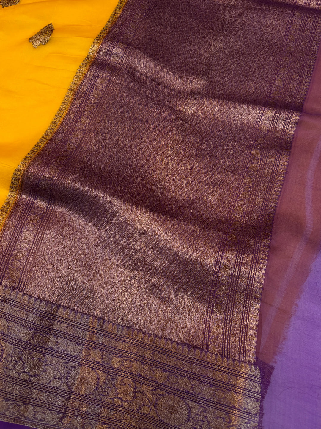 Yellow Pure Kora Silk Handloom Banarasi Saree