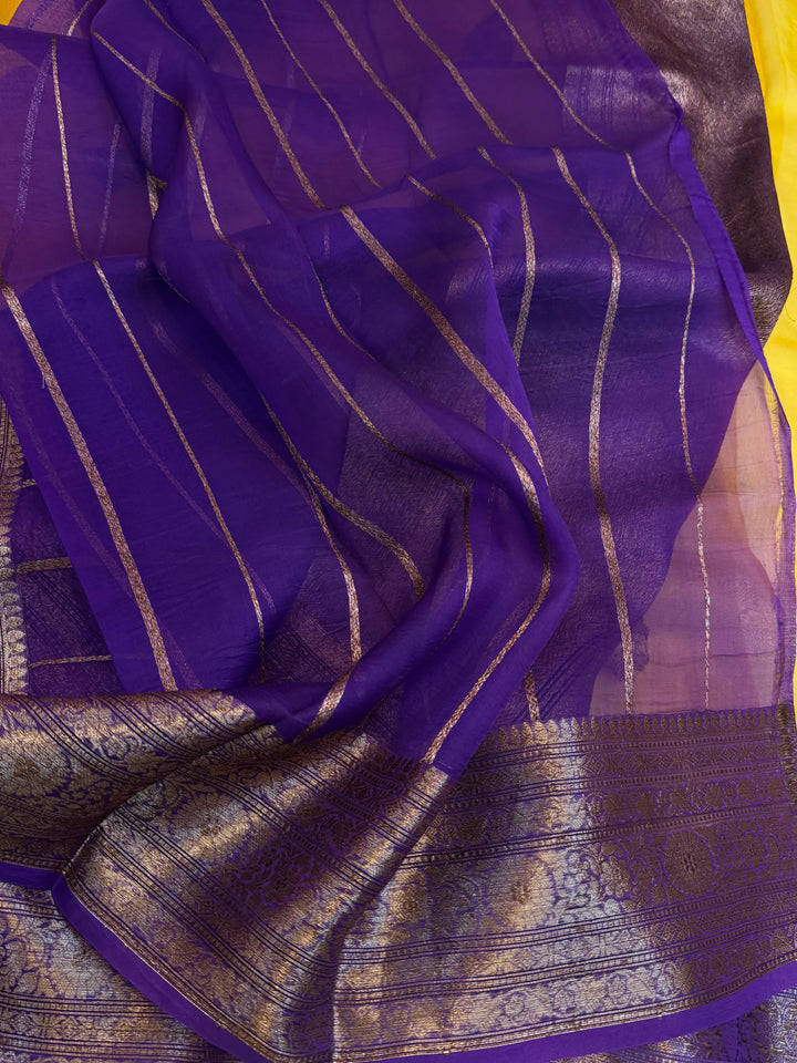 Yellow Pure Kora Silk Handloom Banarasi Saree