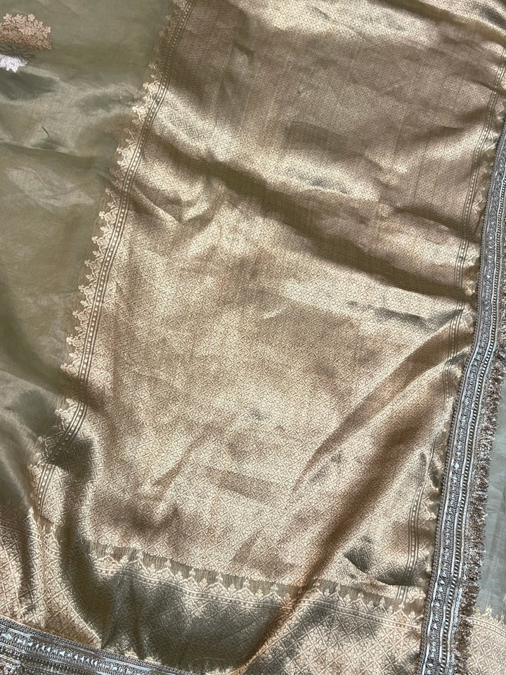 Pista Green Pure Tissue Silk Handloom Banarasi Saree