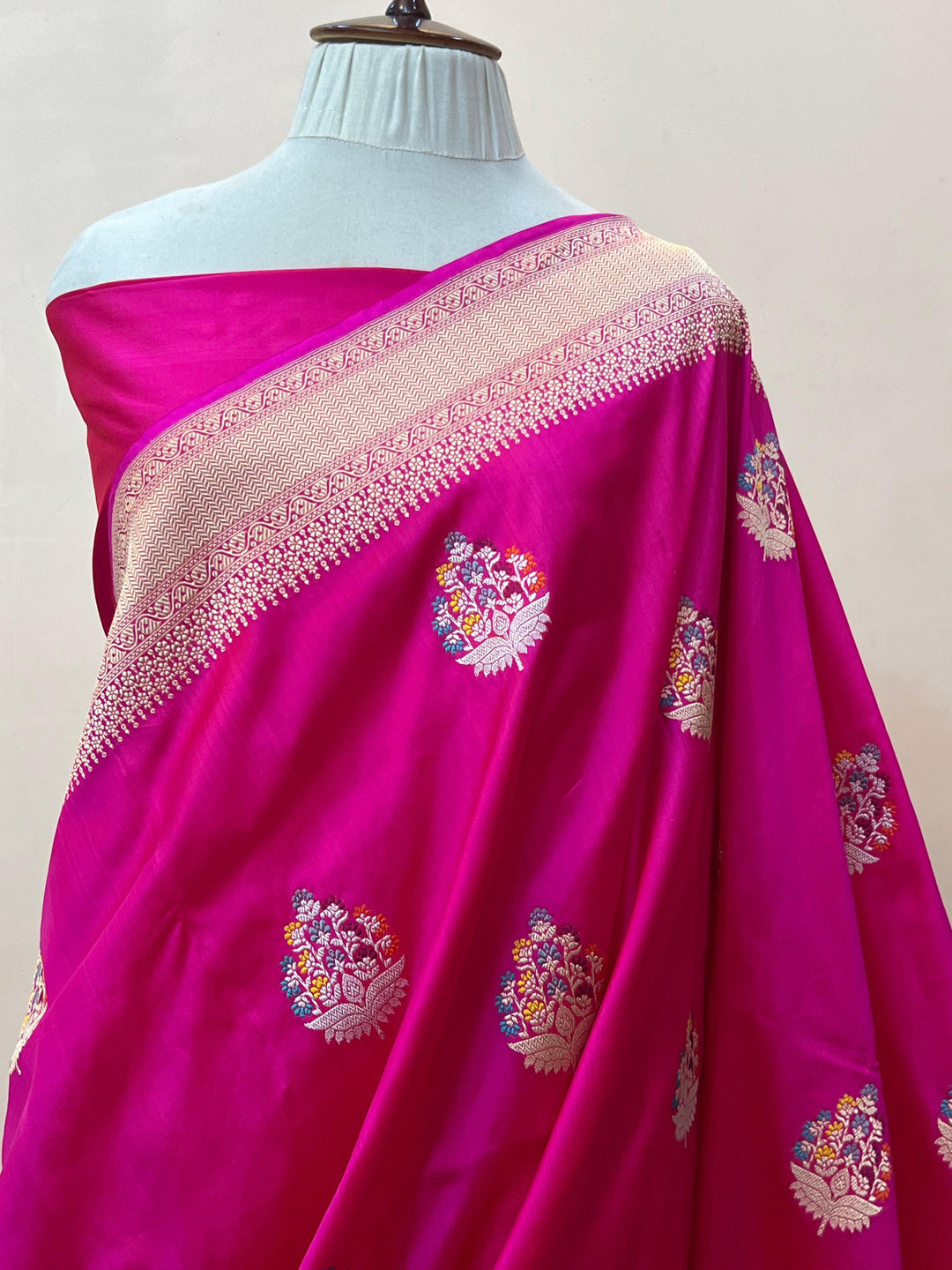Rani Pink Banarasi Handloom Katan Silk Saree