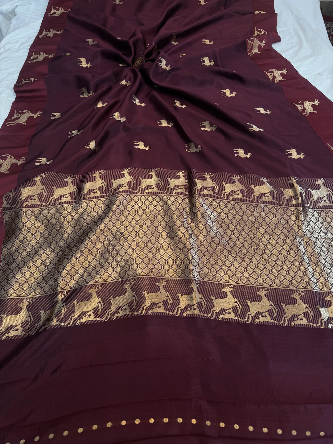 Brown Pure Silk Handloom Banarasi Saree