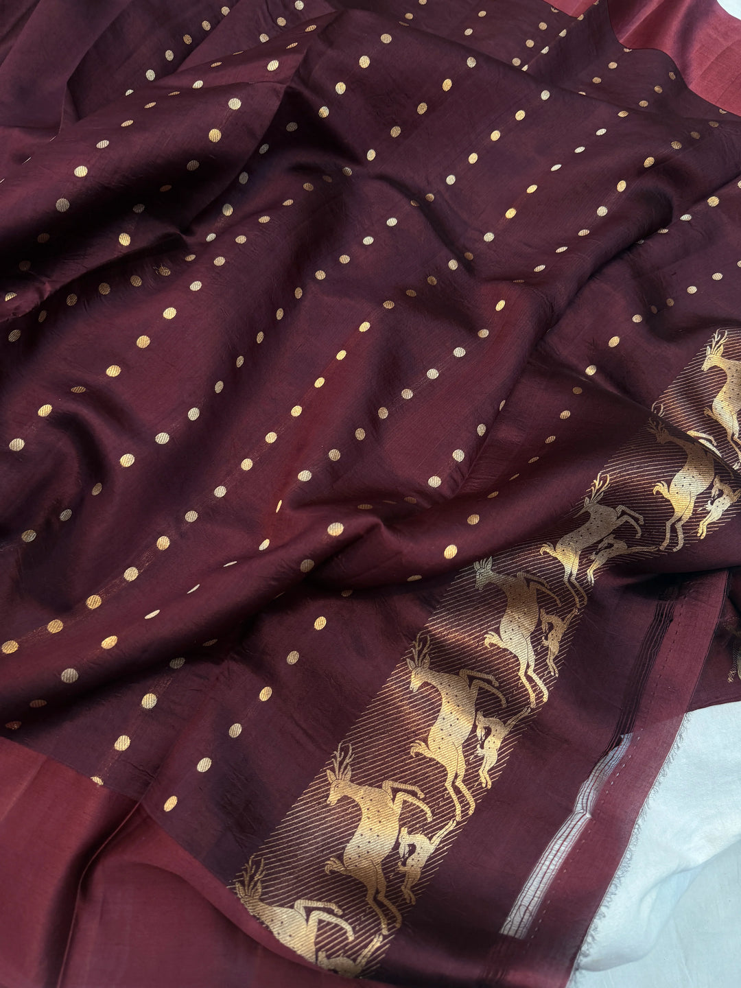 Brown Pure Silk Handloom Banarasi Saree