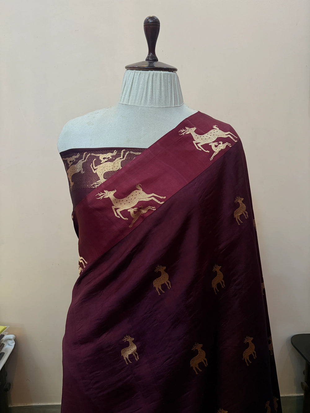Brown Pure Silk Handloom Banarasi Saree