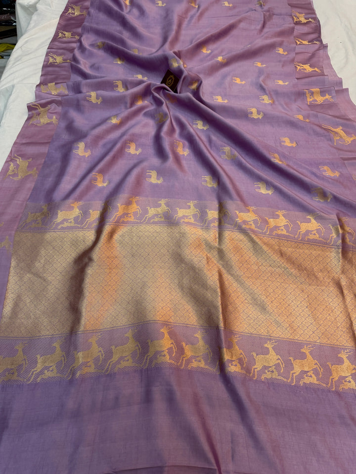 Lavender Pure Silk Handloom Banarasi Saree