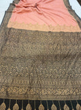 Peach Pure Banarasi Khaddi Crepe Silk Saree - Aura Benaras