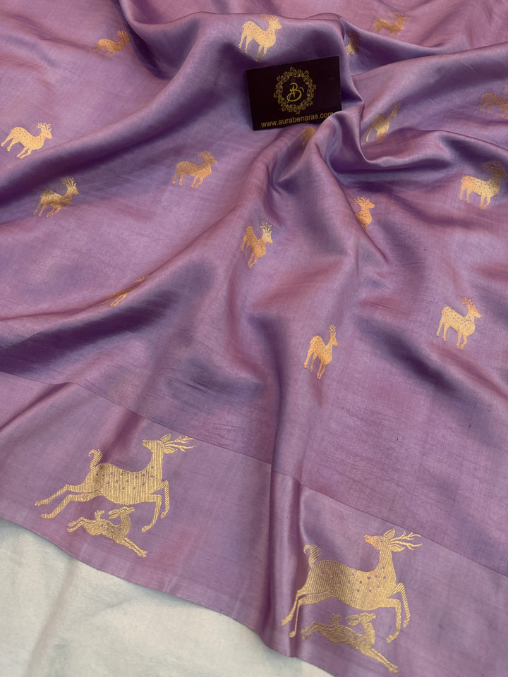 Lavender Pure Silk Handloom Banarasi Saree
