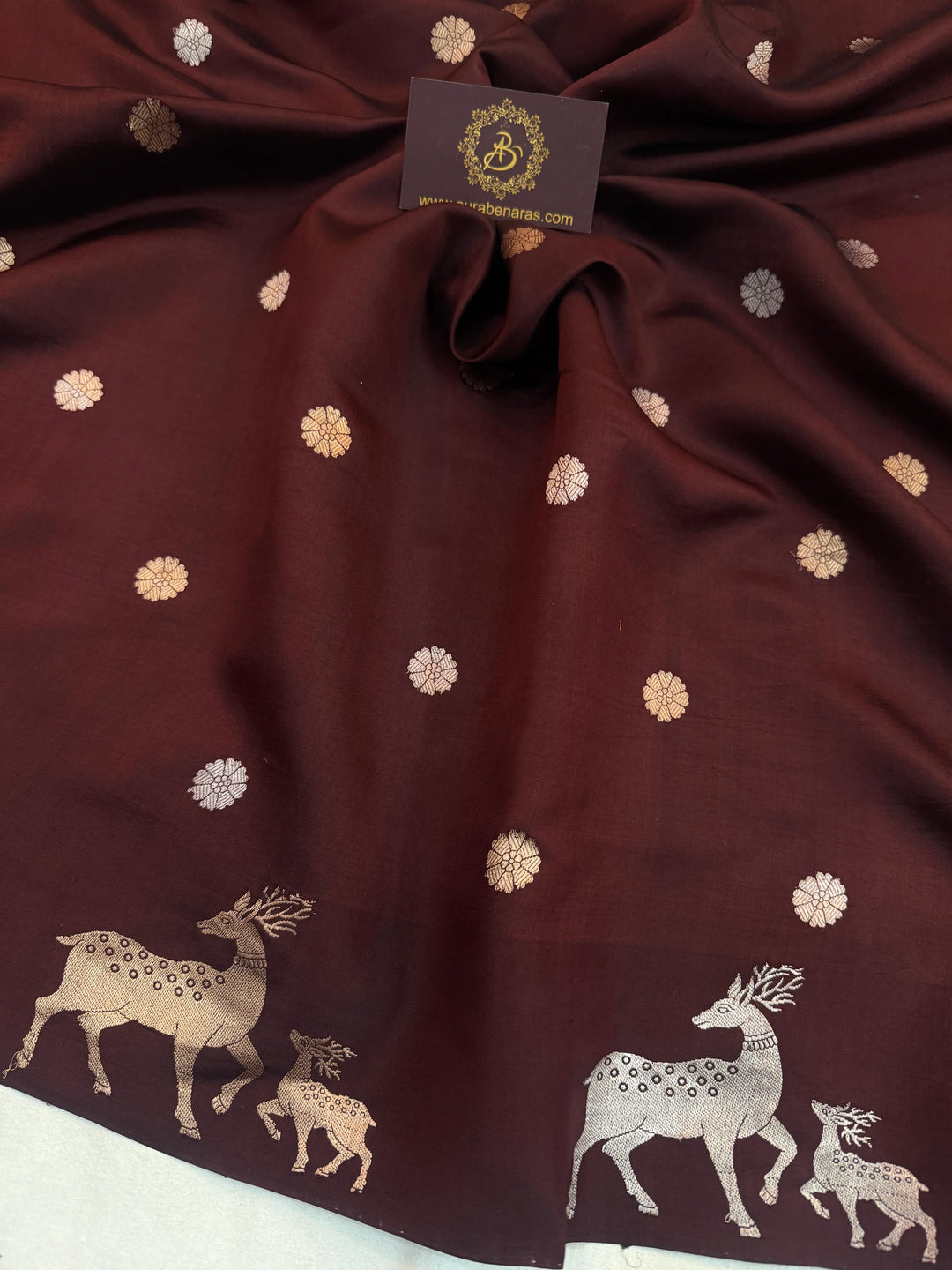 Brown Pure Silk Handloom Banarasi Saree